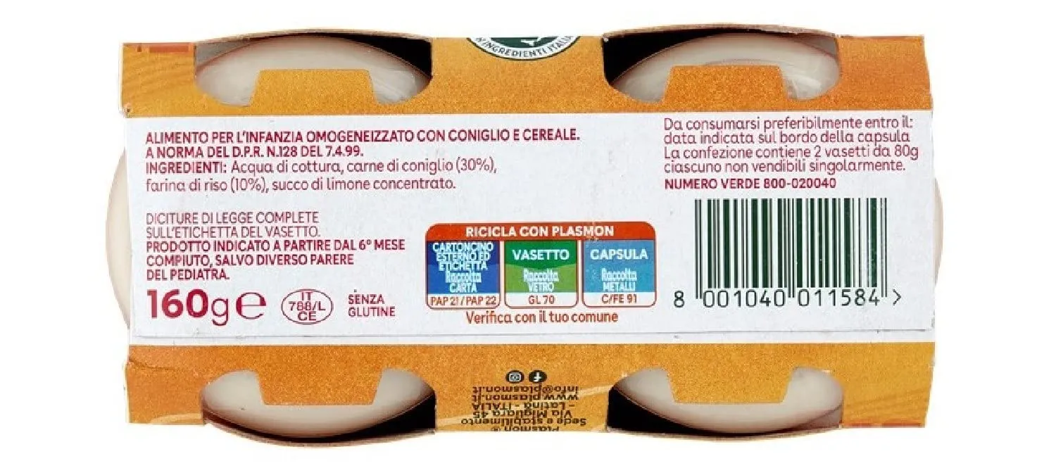 Plasmon Omogeneizzato Coniglio 2x80g - immagine 6