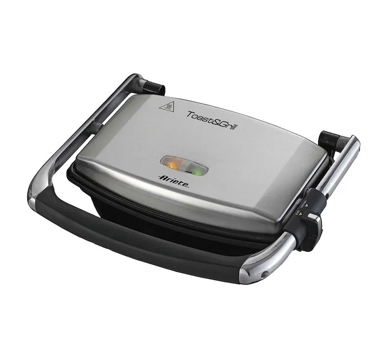 Ariete 1911 Toast&Grill Piastra Elettrica Antiaderente, 1000 W, Argento Nero - immagine 1