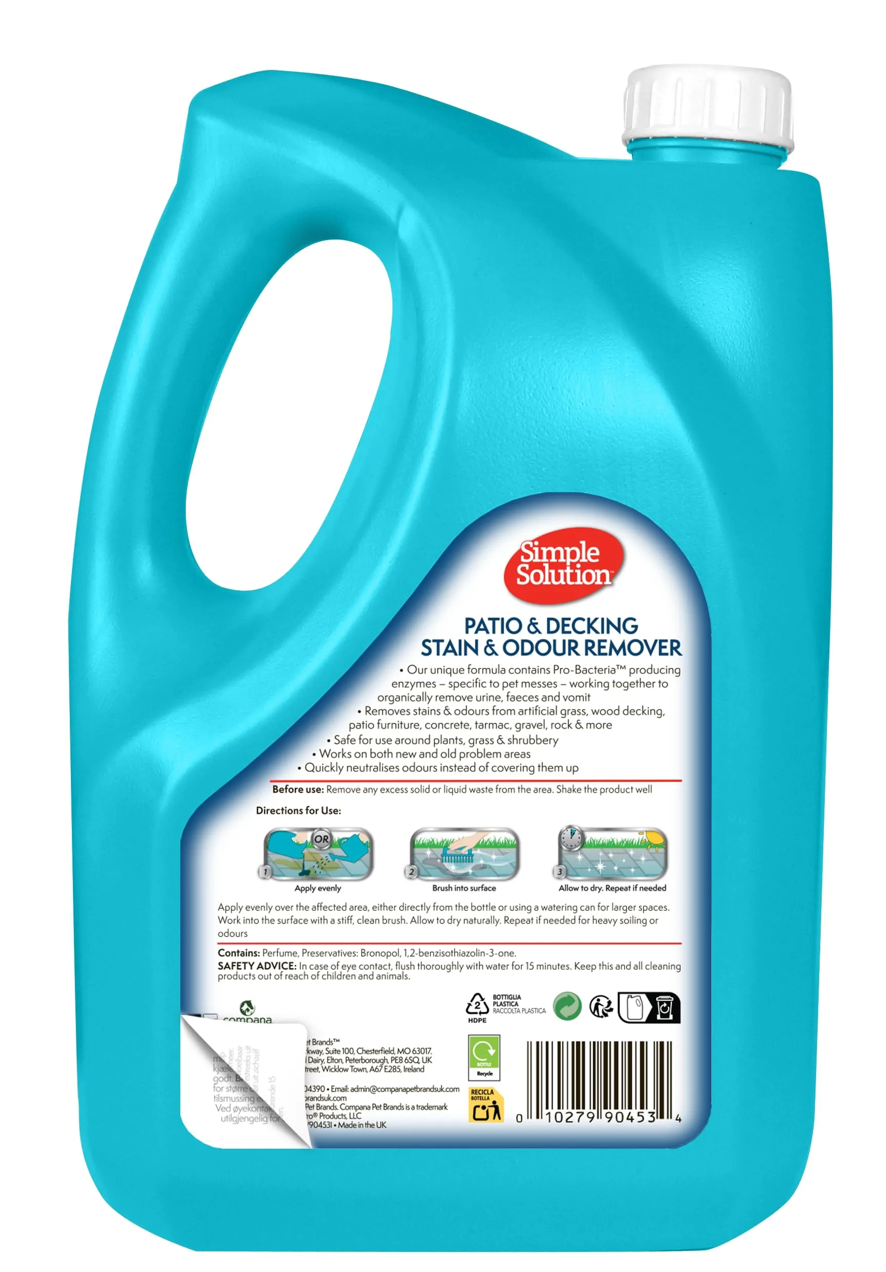 Simple Solution Elimina Macchie ed Odori per Patio e Pavimenti in Legno per Esterni, 4 Ltr - immagine 3