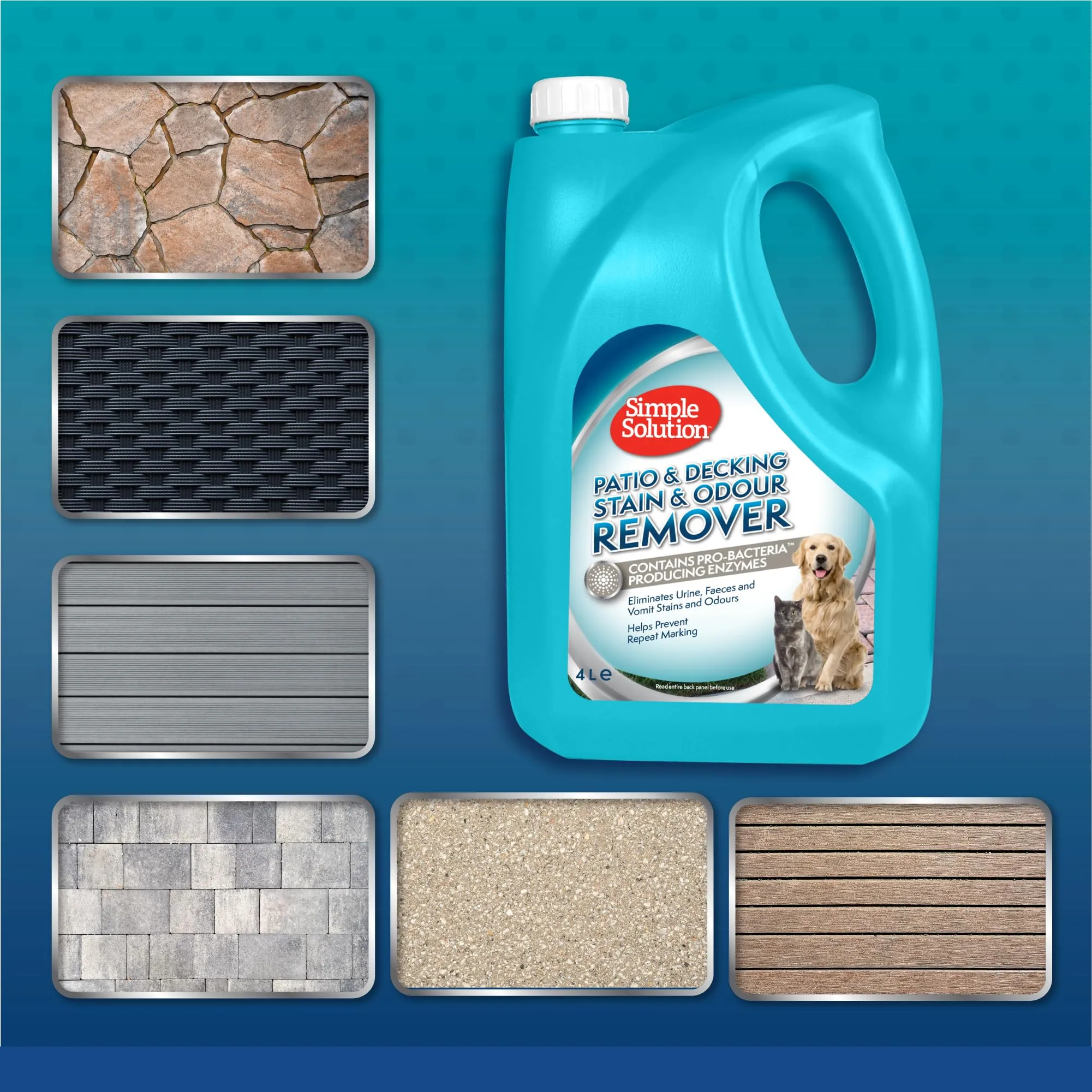Simple Solution Elimina Macchie ed Odori per Patio e Pavimenti in Legno per Esterni, 4 Ltr - immagine 5