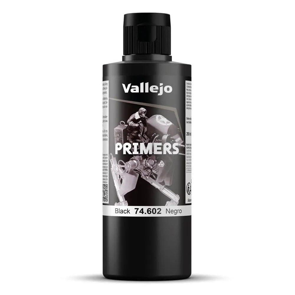 Vallejo Surface Primer Nero 200 ml, Imprimazione Acrilica per Aerografo, Finitura Opaca - immagine 1