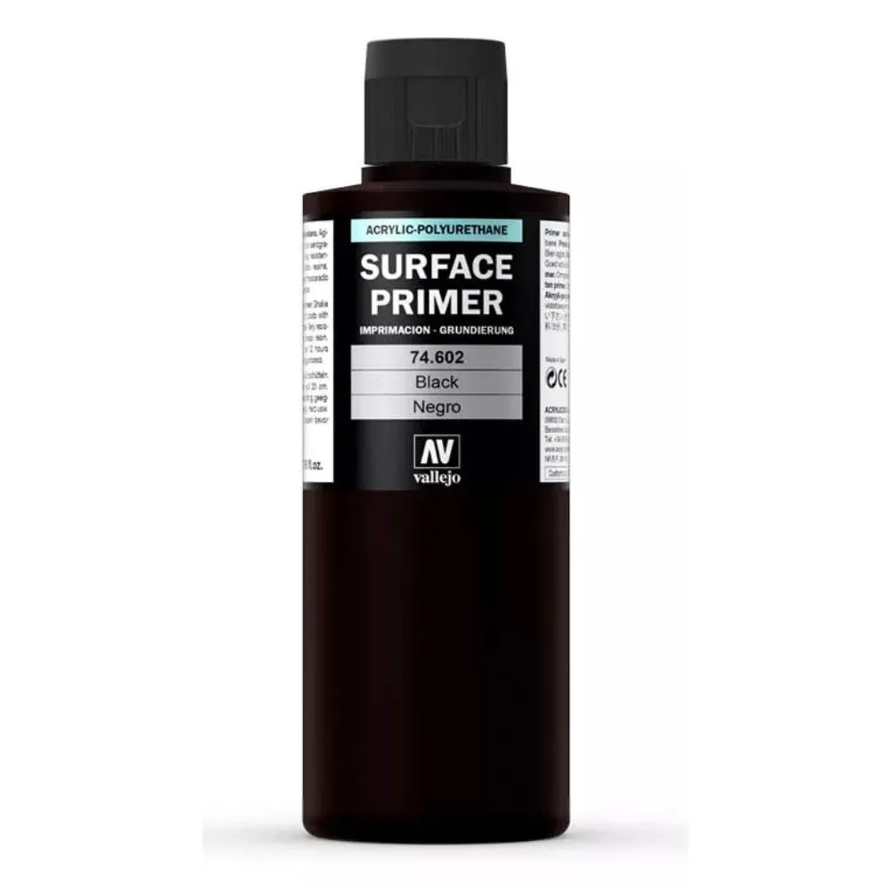 Vallejo Surface Primer Nero 200 ml, Imprimazione Acrilica per Aerografo, Finitura Opaca - immagine 2