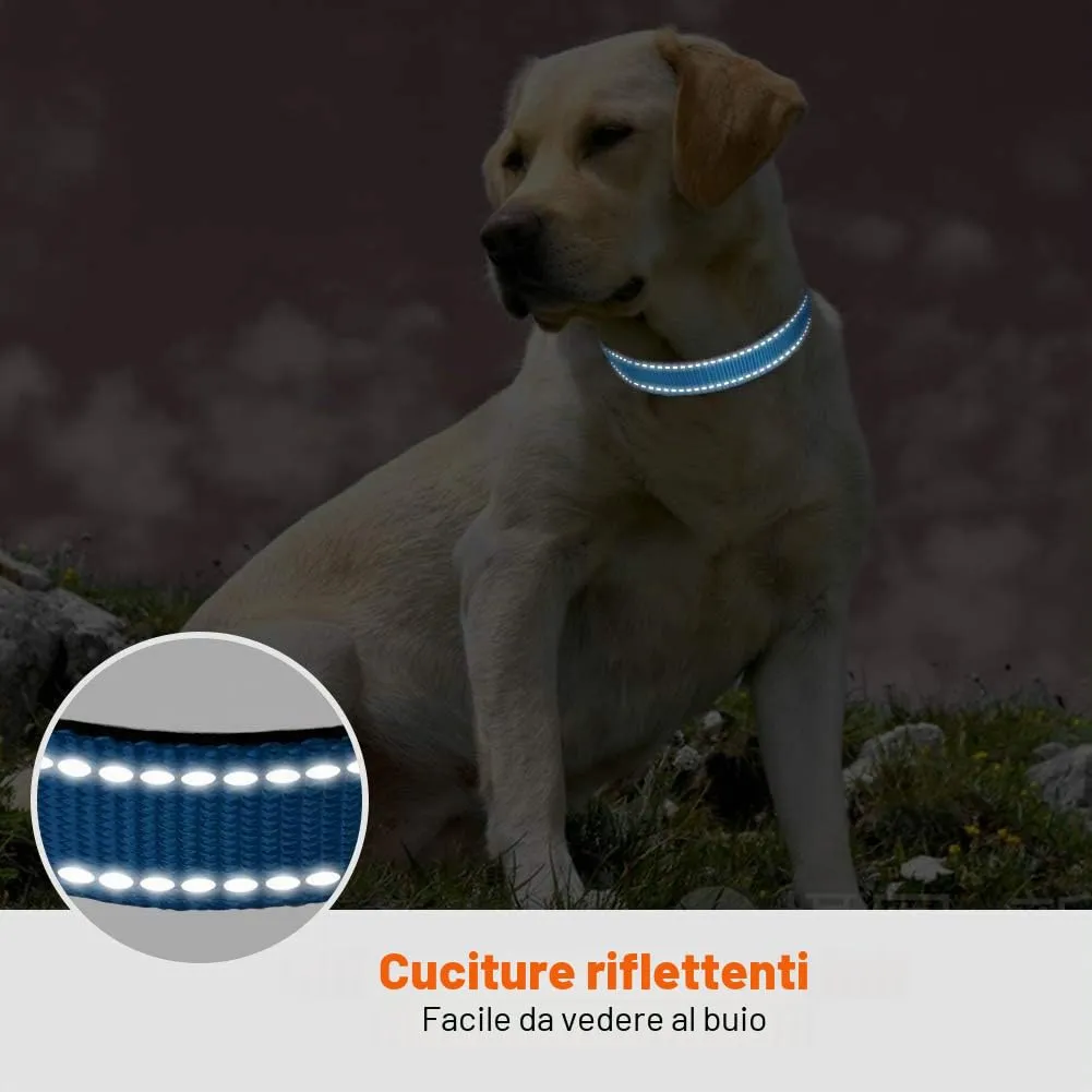 Taglory Collare per Cani in Nylon Imbottito, Regolabile e Riflettente, Taglia L, Cielo Blu - immagine 5