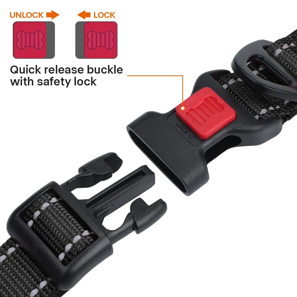 Taglory Collare per Cani in Nylon Imbottito Riflettente, Nero, XS - immagine 3