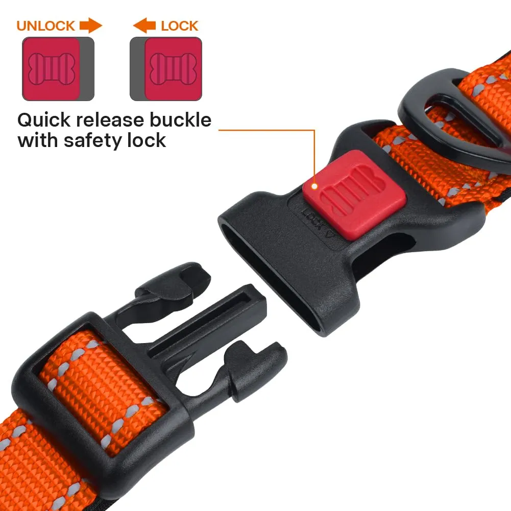Taglory Collare per Cani in Nylon Imbottito, Riflettente e Regolabile, Taglia M, Arancione - immagine 3