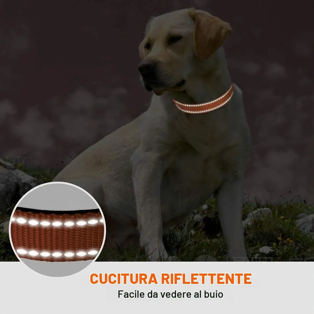 Taglory Collare per Cani in Nylon Imbottito Riflettente Regolabile, Taglia Grande, Arancione - immagine 5