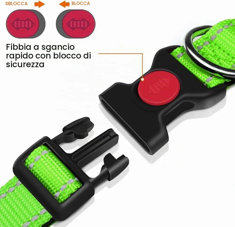 Taglory Collare per Cani in Nylon Imbottito, Regolabile e Riflettente, Verde, Taglia L - immagine 3