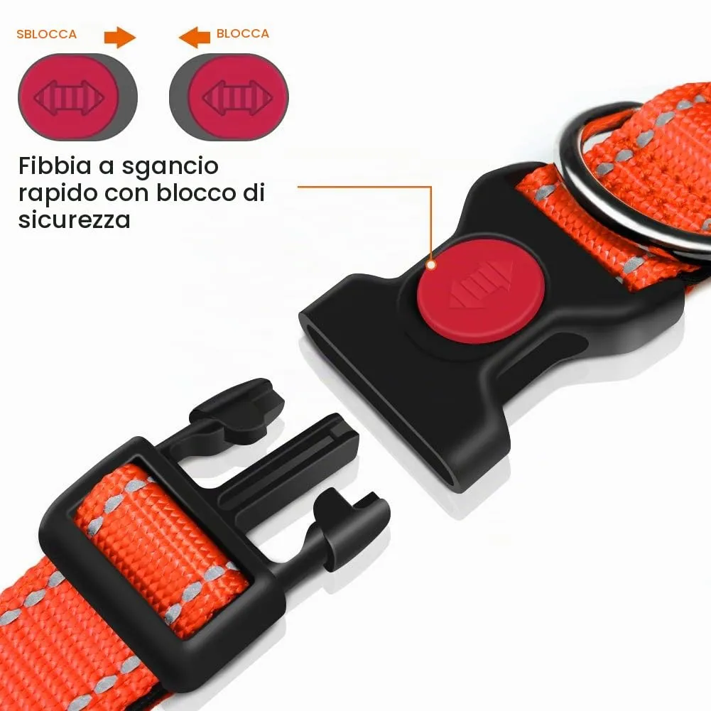 Taglory Collare per Cani in Nylon Imbottito, Regolabile e Riflettente, Arancione, XS - immagine 3