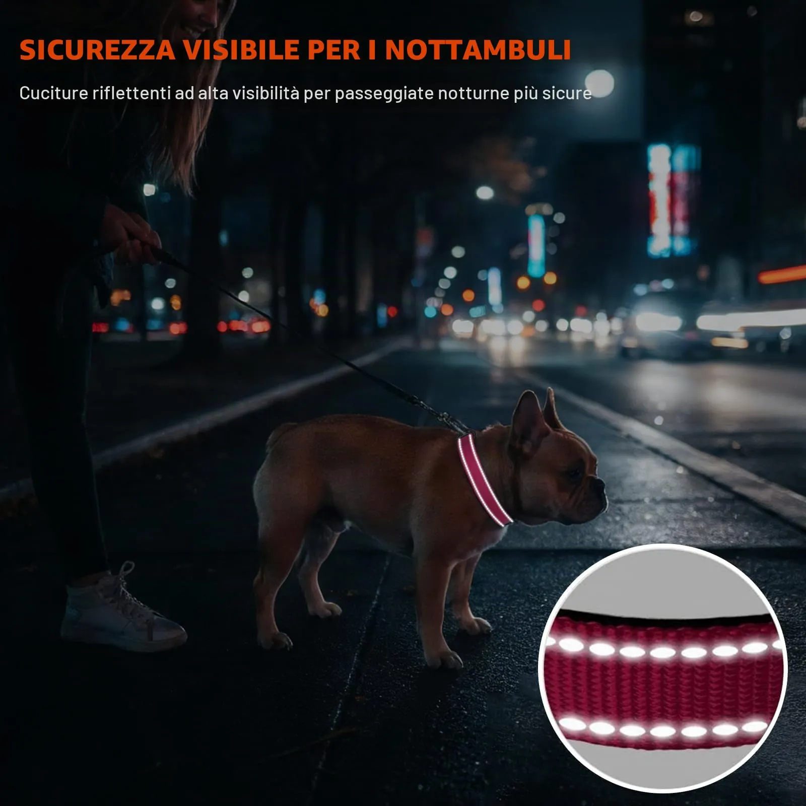 Taglory Collare per Cani in Nylon Imbottito Riflettente, Taglia Media, Rosa Caldo - immagine 5