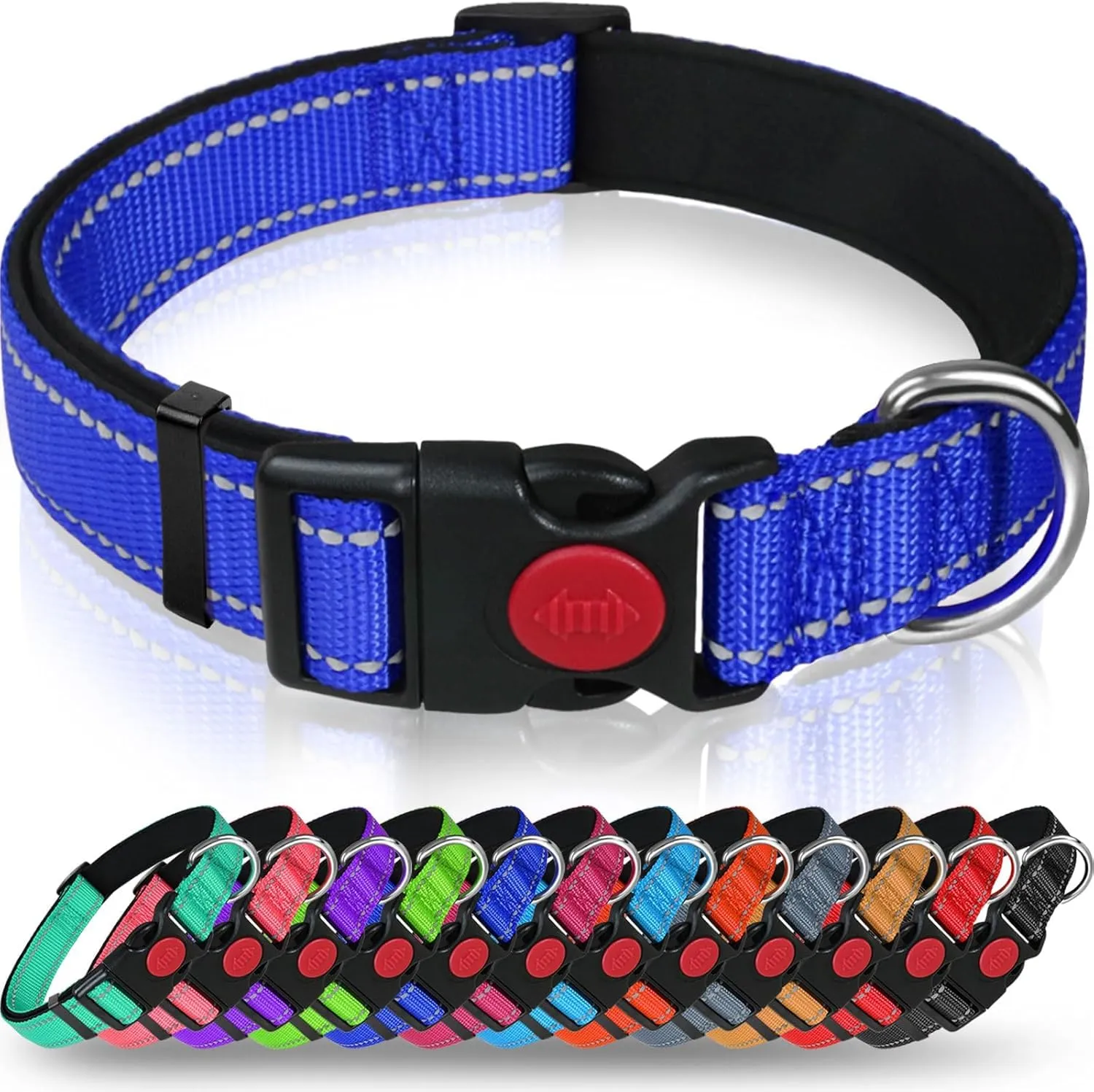 Taglory Collare per Cani in Nylon Imbottito, Regolabile e Riflettente, Taglia Media, Blu Scuro - immagine 1