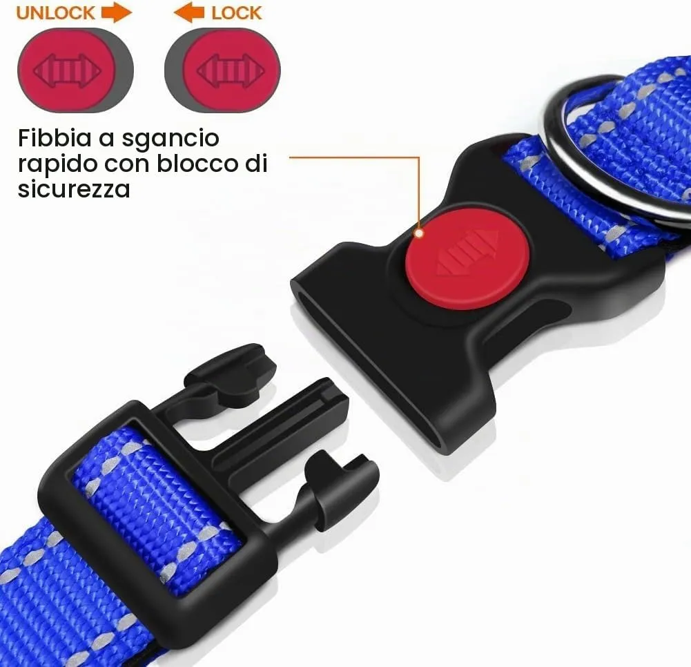 Taglory Collare per Cani in Nylon Imbottito, Regolabile e Riflettente, Taglia Media, Blu Scuro - immagine 3