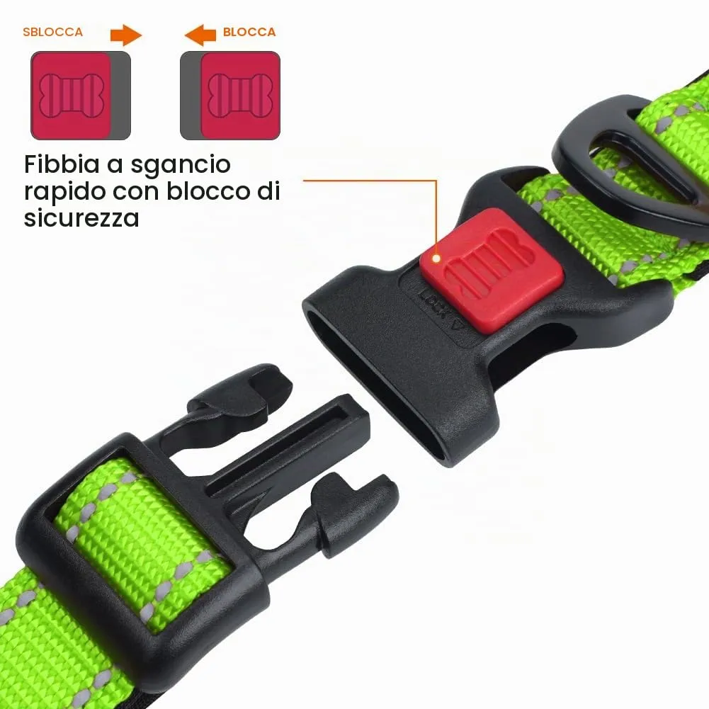 Taglory Collare per Cani in Nylon Imbottito, Riflettente e Regolabile, Taglia M, Verde - immagine 3