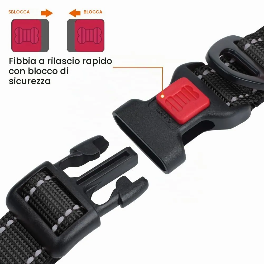 Taglory Collare per Cani in Nylon Imbottito, Regolabile e Riflettente, Taglia Media, Nero - immagine 3