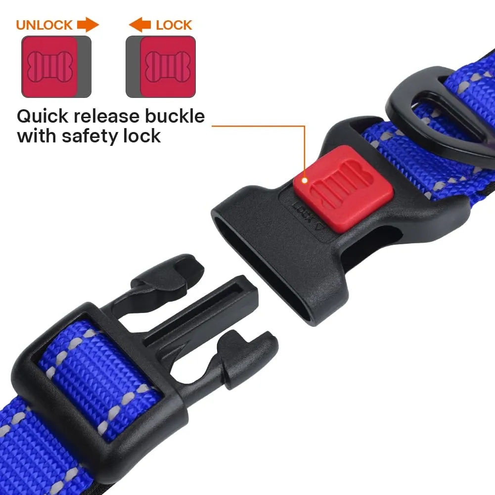 Taglory Collare per Cani in Nylon Imbottito, Riflettente e Regolabile, Blu Scuro, XS - immagine 3