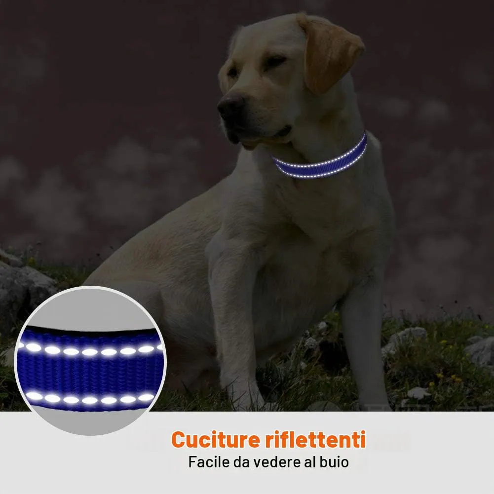 Taglory Collare per Cani in Nylon Imbottito, Riflettente e Regolabile, Taglia S, Blu Scuro - immagine 5