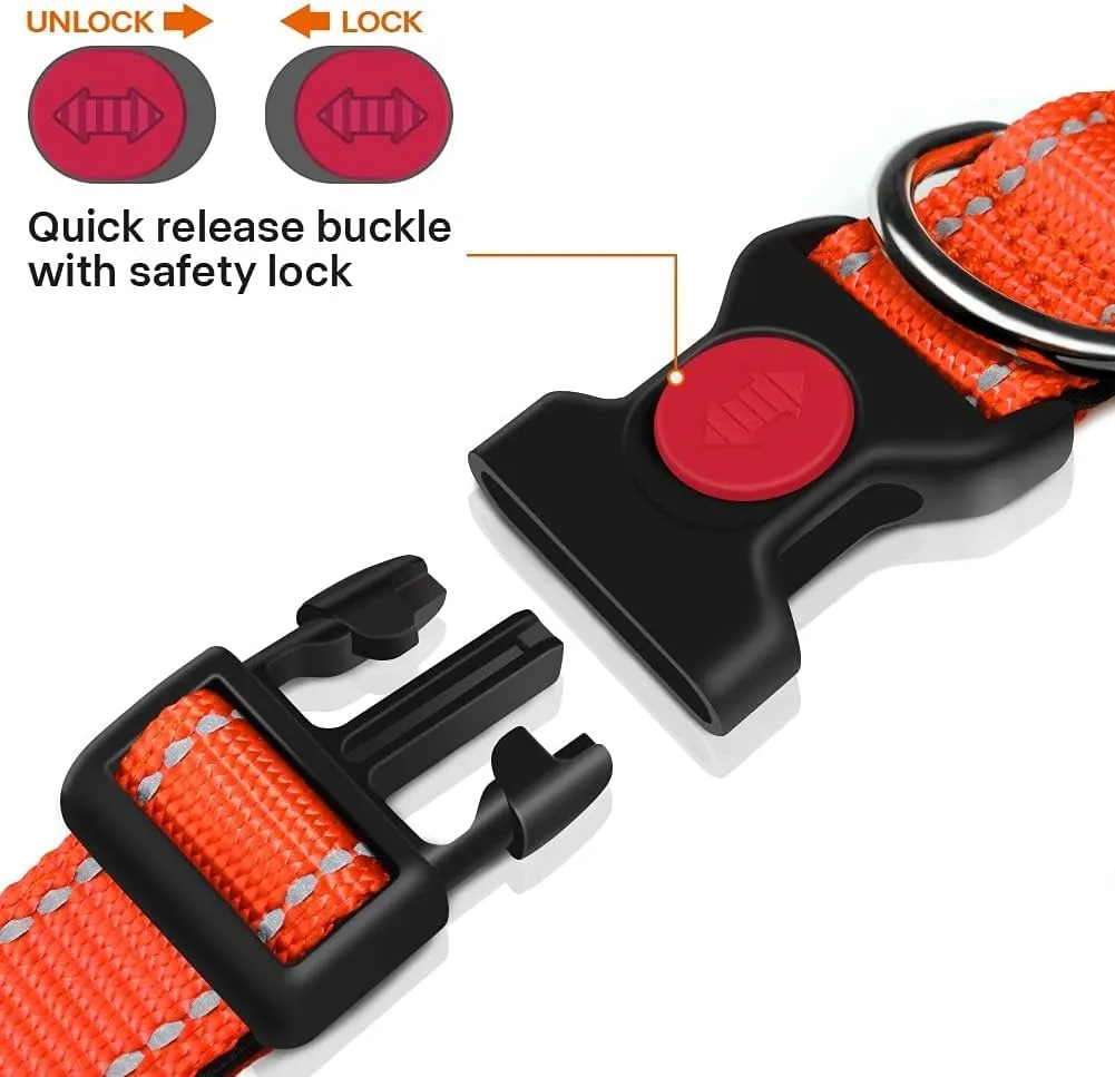Taglory Collare per Cani in Nylon Imbottito Riflettente, Taglia XL, Arancione - immagine 3