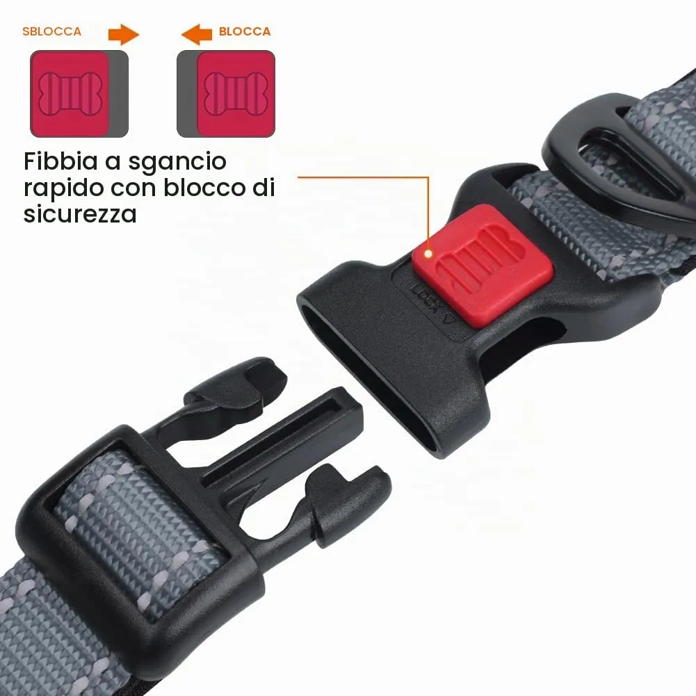 Taglory Collare per Cani in Nylon Imbottito Riflettente, Grigio, Taglia XL - immagine 3