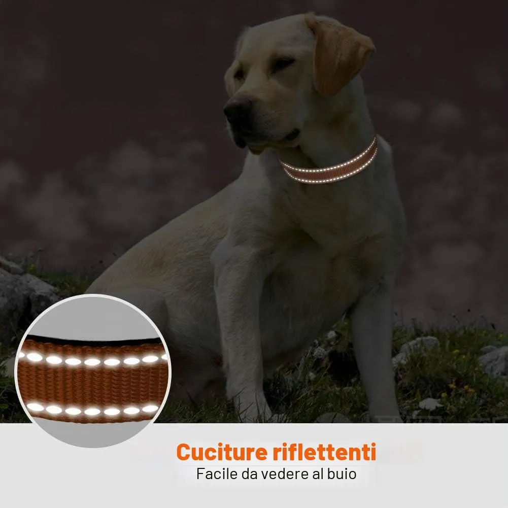 Taglory Collare per Cani in Nylon Imbottito Riflettente, Taglia XL, Marrone - immagine 5