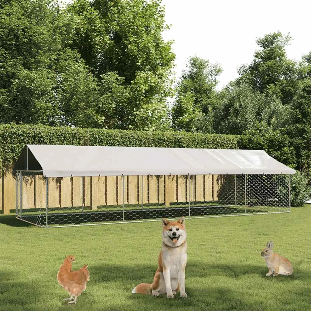 vidaXL Gabbia per Cani da Esterno con Tetto 600x200x150 cm - immagine 2