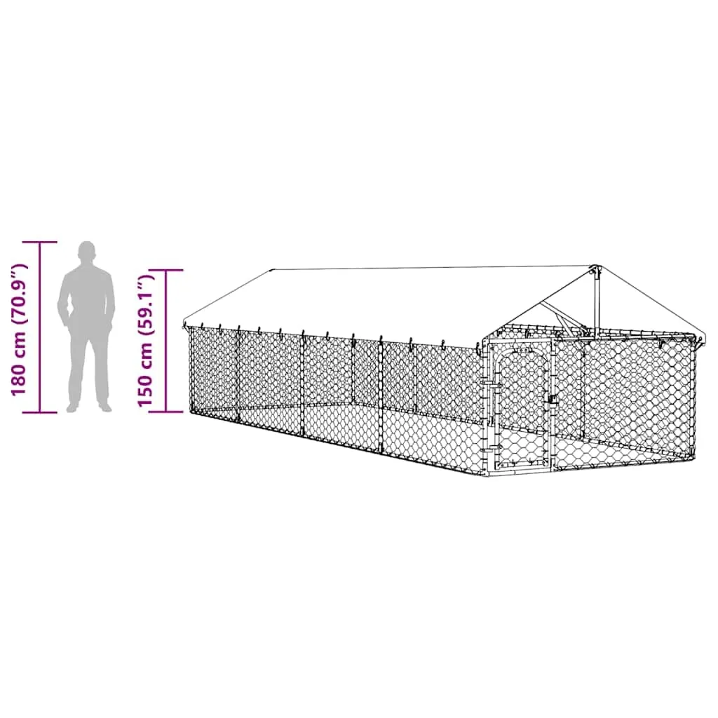 vidaXL Gabbia per Cani da Esterno con Tetto 600x200x150 cm - immagine 4