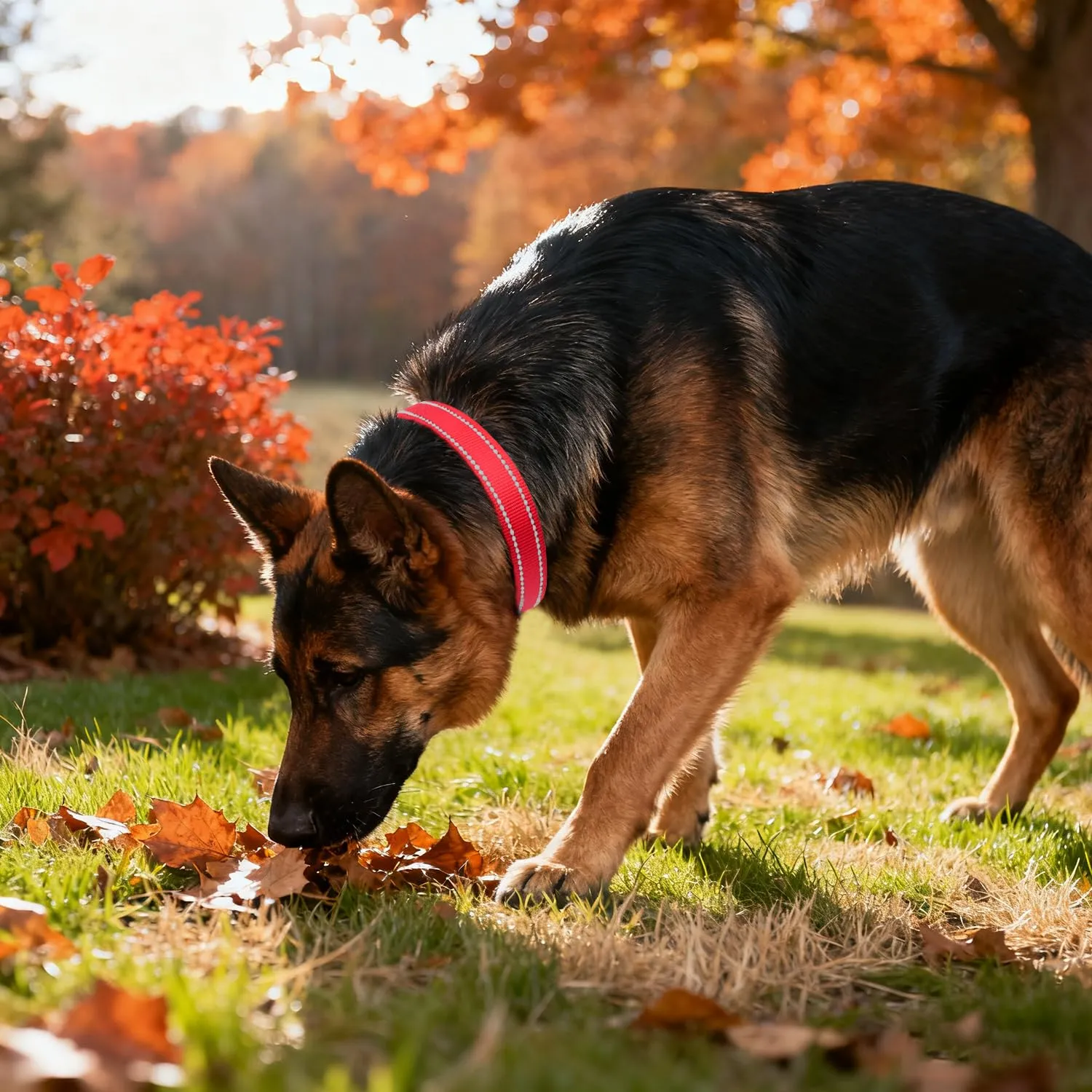 Taglory Collare per Cani in Nylon Imbottito Riflettente, Rosso, Taglia XL - immagine 2