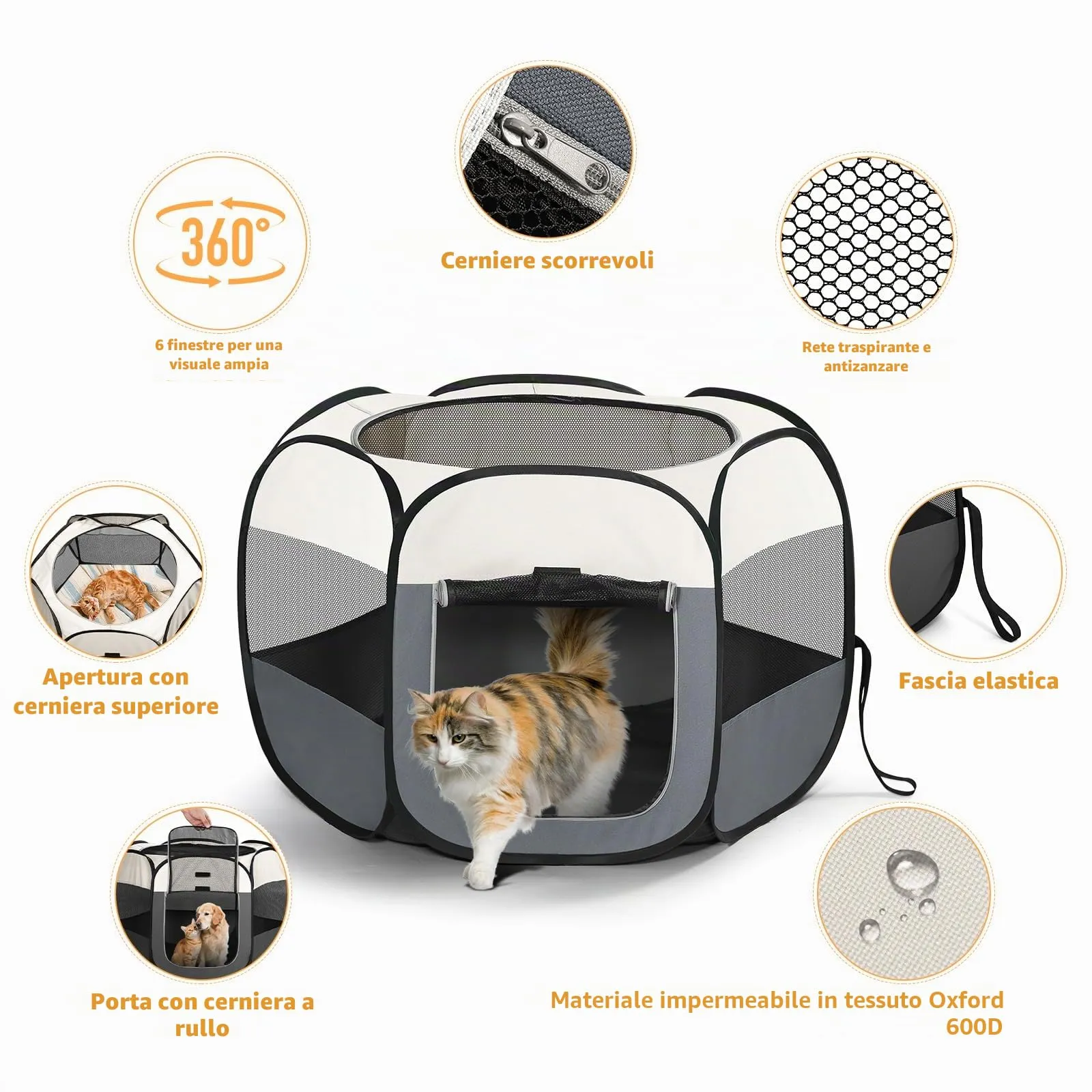 BIGWING Style Recinto Pieghevole per Cani, Gatti e Conigli, Interno ed Esterno, L (110x110x60cm) - immagine 4