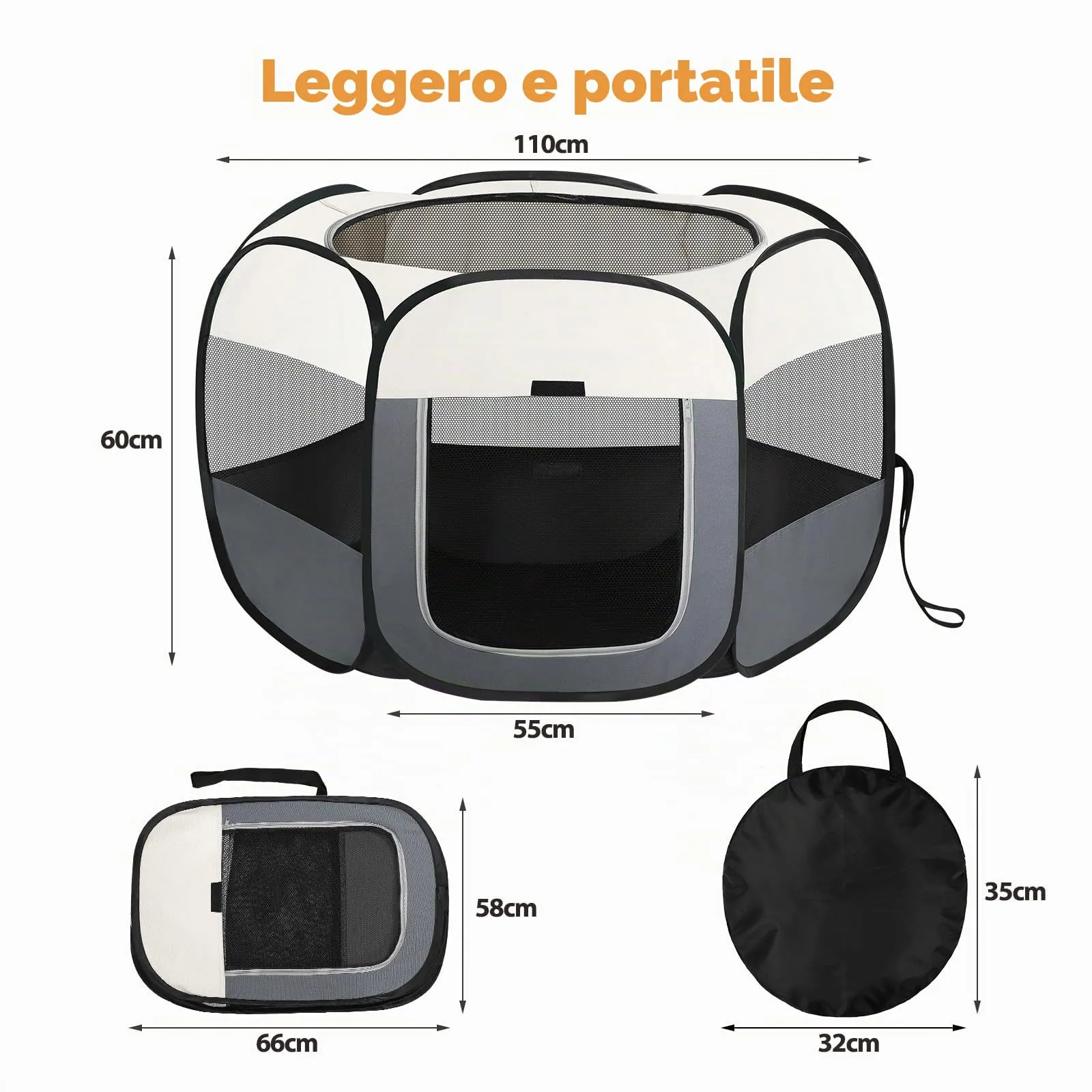 BIGWING Style Recinto Pieghevole per Cani, Gatti e Conigli, Interno ed Esterno, L (110x110x60cm) - immagine 6