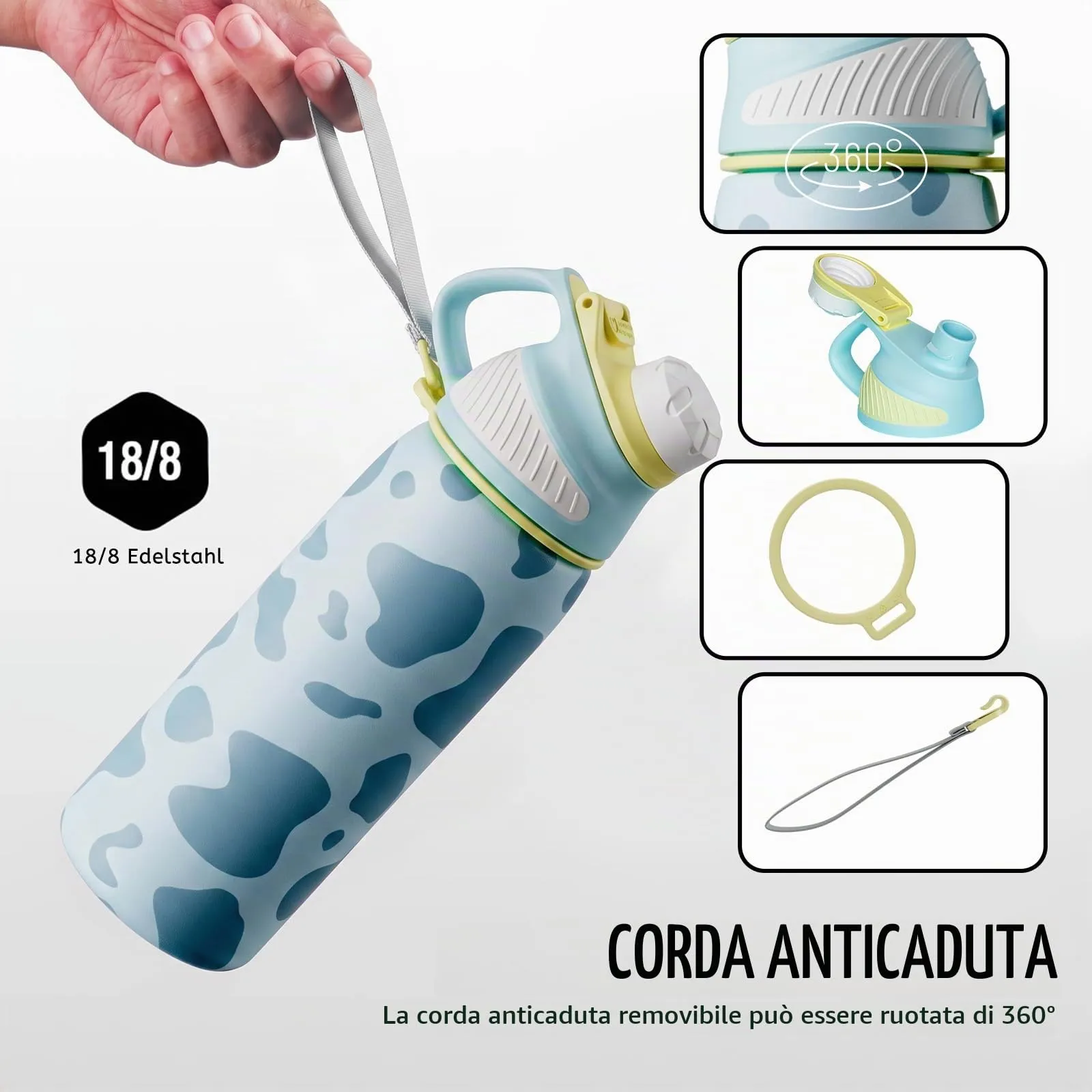 Fjbottle Borraccia Sportiva in Acciaio Inox, 1 L, con Coperchio Magnetico - immagine 3