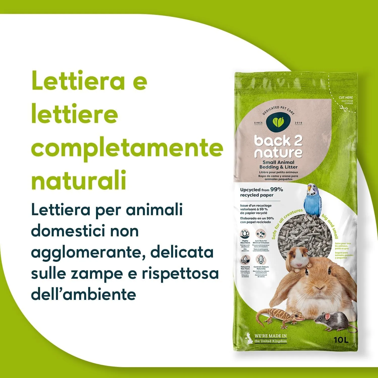 Back-2-Nature Lettiera 99% carta riciclata, 10 l - immagine 2