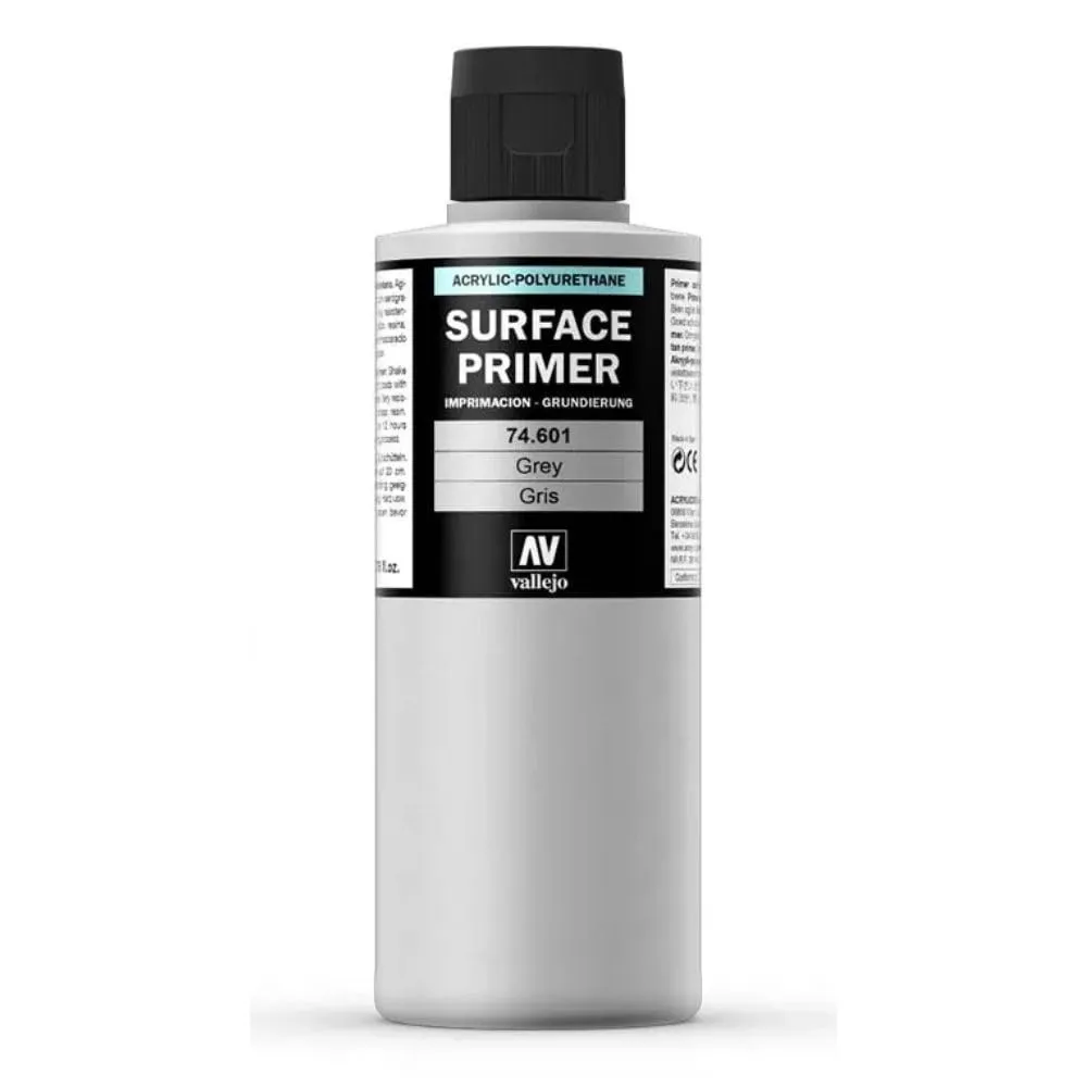Vallejo Surface Primer Acrilico Grigio 70.601, Finitura Opaca per Aerografo, 200 ml - immagine 2