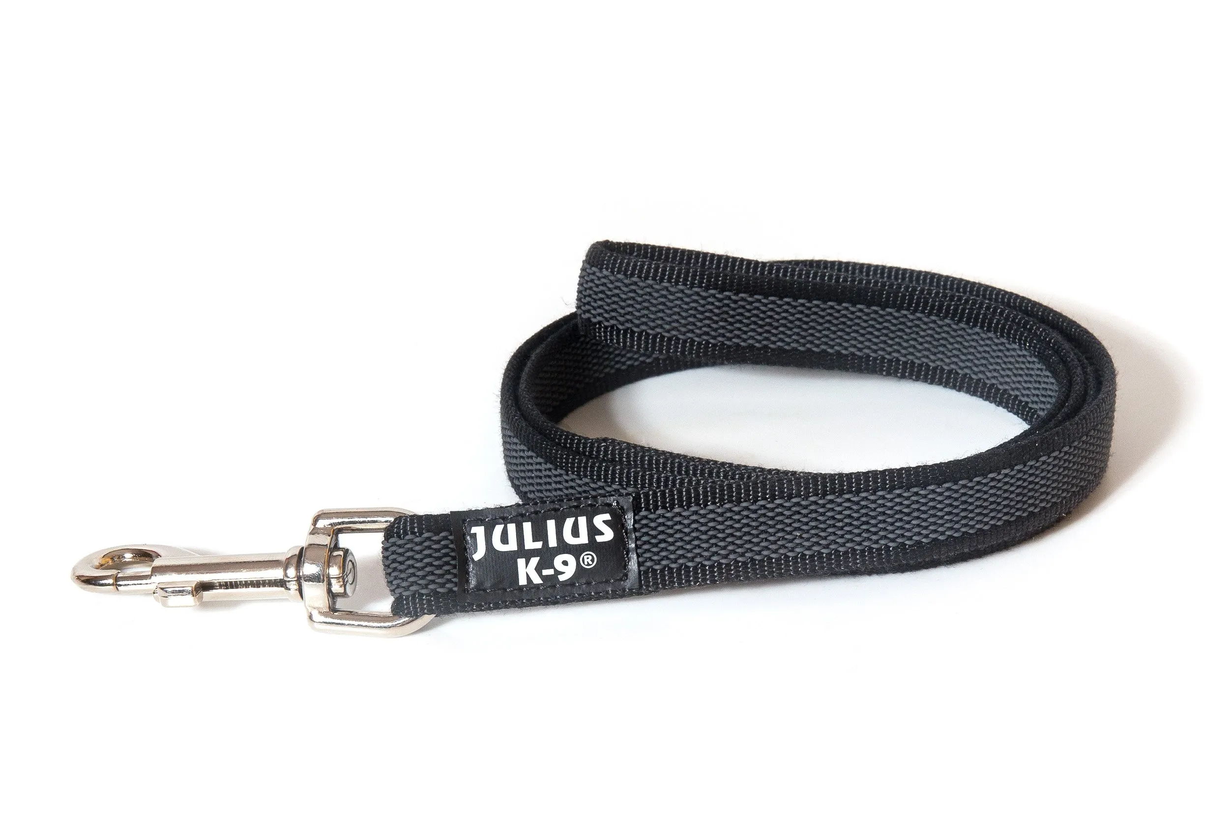 Julius-K9 Color & Gray Super Presa Guinzaglio Con Manico, 20 mm x 1 m, Nero - immagine 1