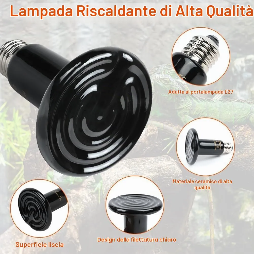 Adiwo Lampadina Riscaldante in Ceramica 100W, Lampada a Infrarossi E27 per Rettili, Anfibi e Uccelli - immagine 3
