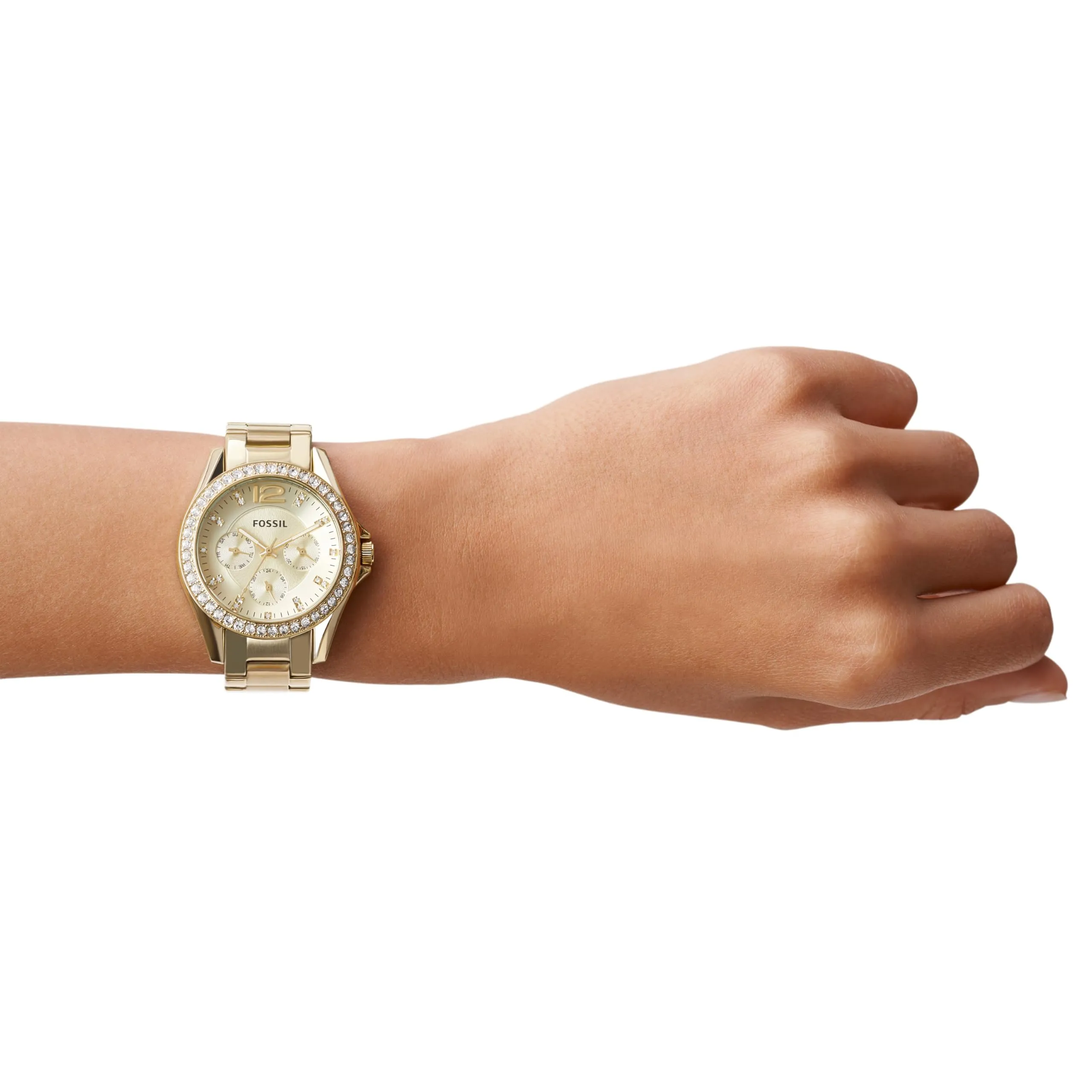Fossil Riley Ladies Multifunction Quartz Watch, 38 mm, Gold-Tone Stainless Steel, ES3203 - immagine 5