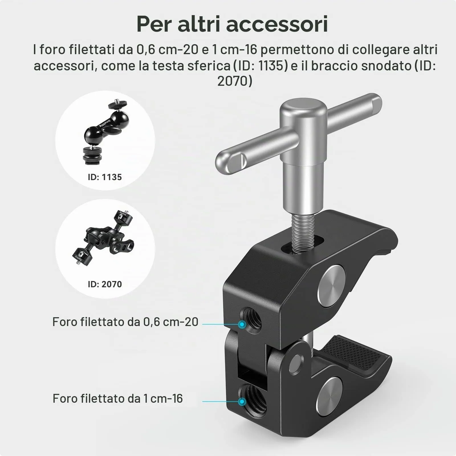 SmallRig Super Clamp with 1/4 and 3/8 Thread - 735 - immagine 3
