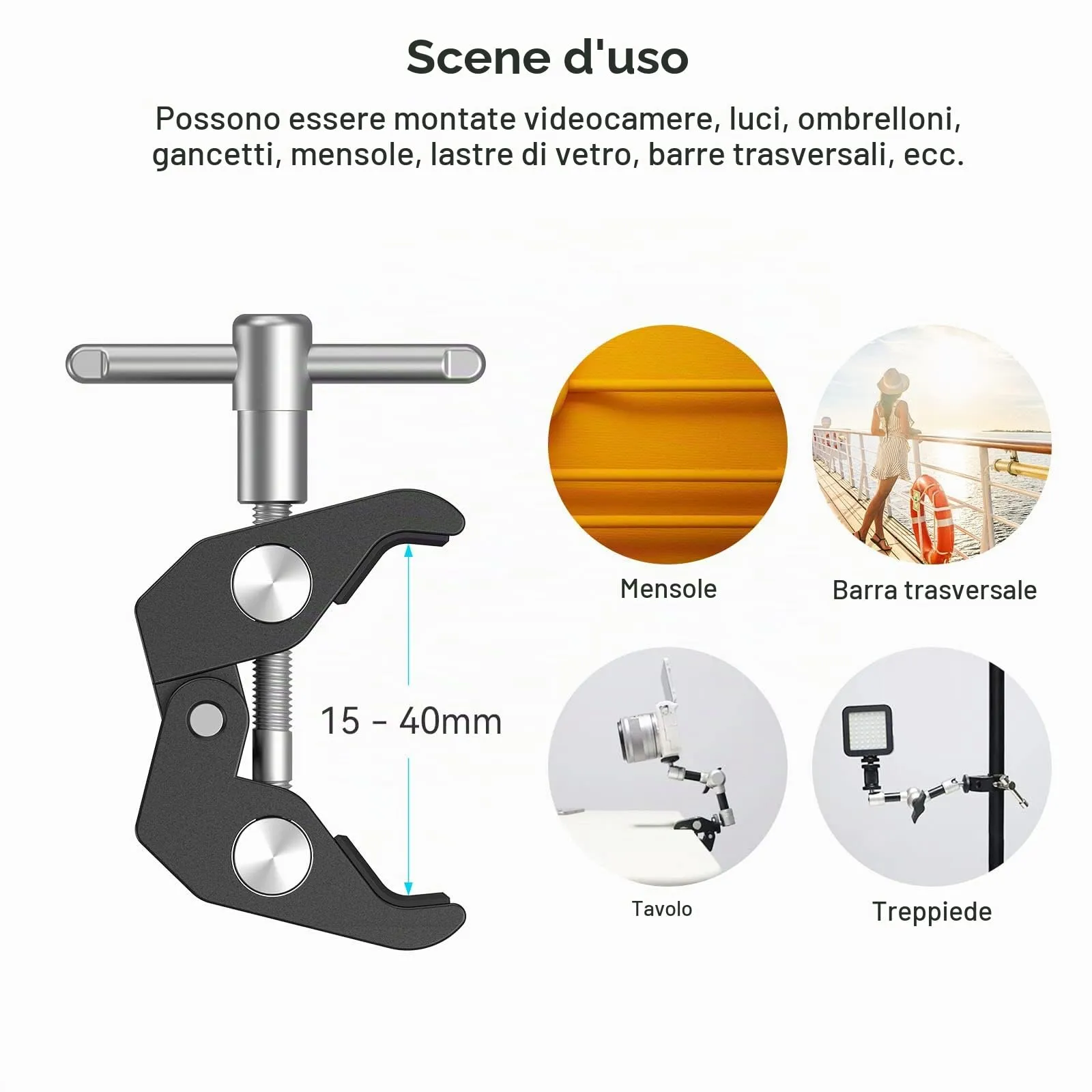 SmallRig Super Clamp with 1/4 and 3/8 Thread - 735 - immagine 7