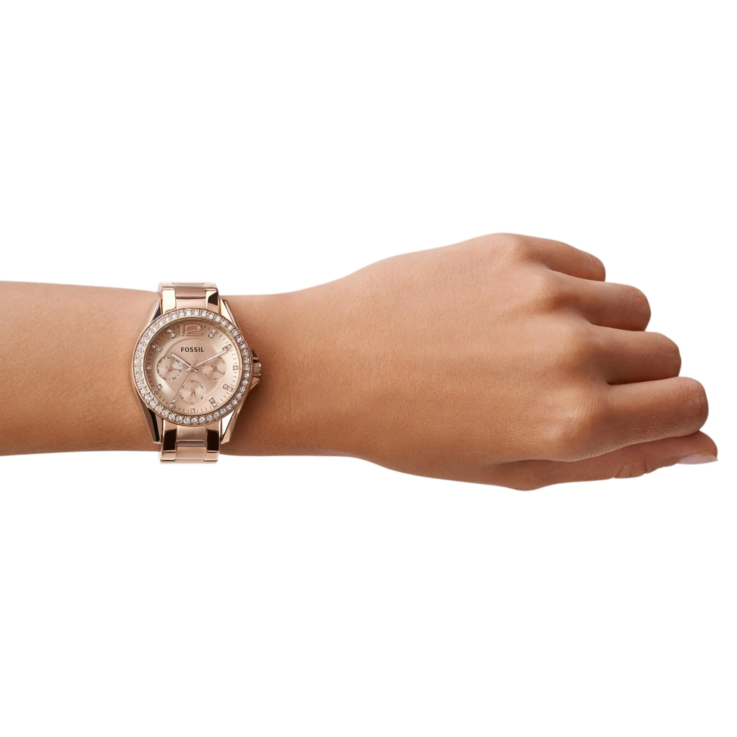 Fossil Riley Ladies Multifunction Quartz Watch, 38mm Rose Gold Stainless Steel, ES2811 - immagine 4