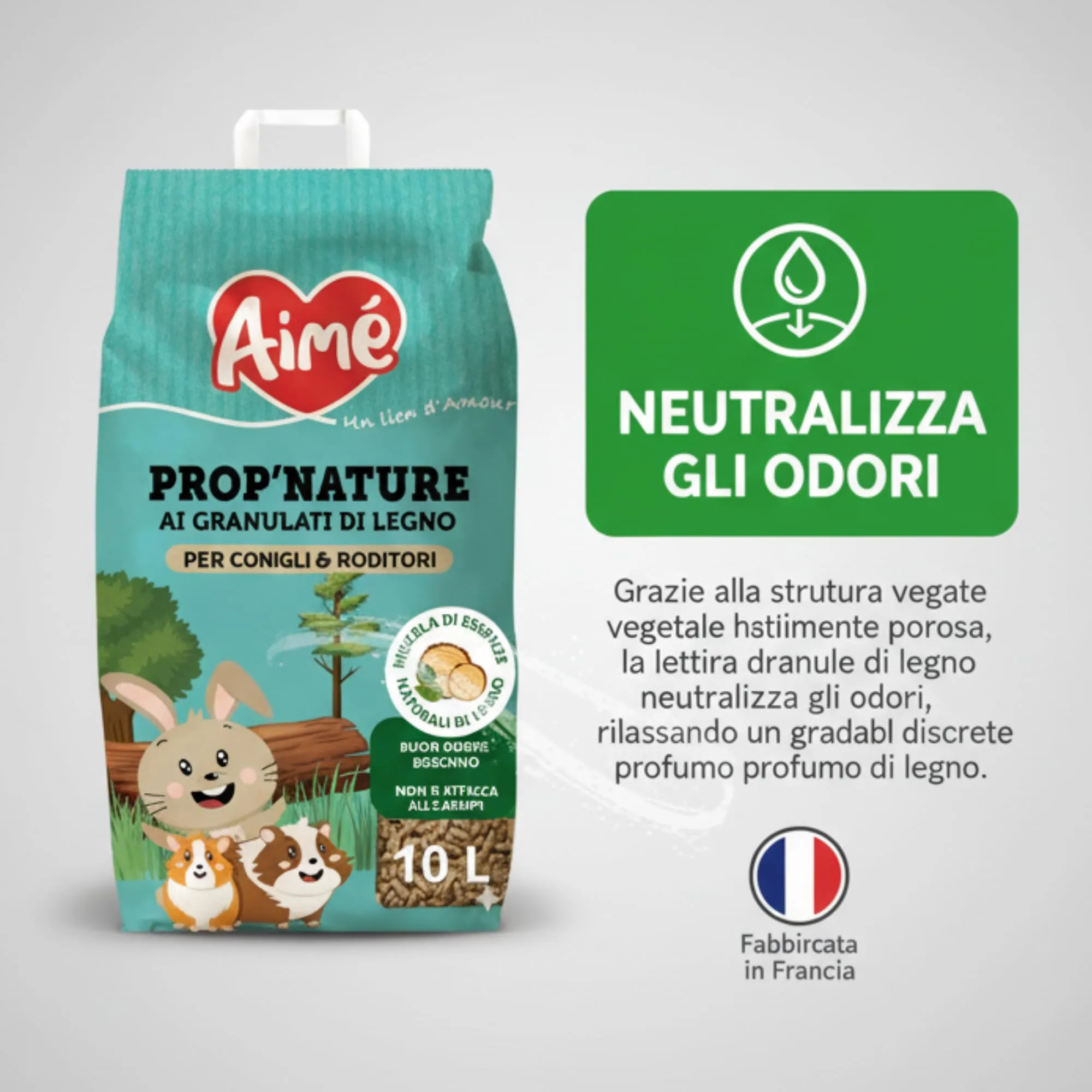 Aimé PROP'Nature Lettiera in pellet biodegradabile per animali di piccola taglia, 10 L - immagine 4