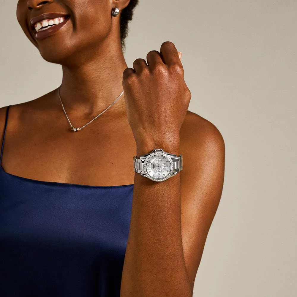 Fossil Riley Donna ES3202 Orologio Multifunzione 38mm Acciaio Inossidabile Argento - immagine 5