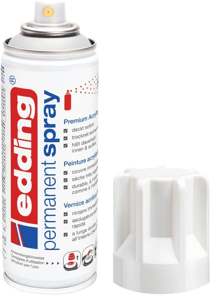 edding 5200 Spray Permanente, Bianco Traffico Lucido, 200 ml, Vernice Acrilica - immagine 1