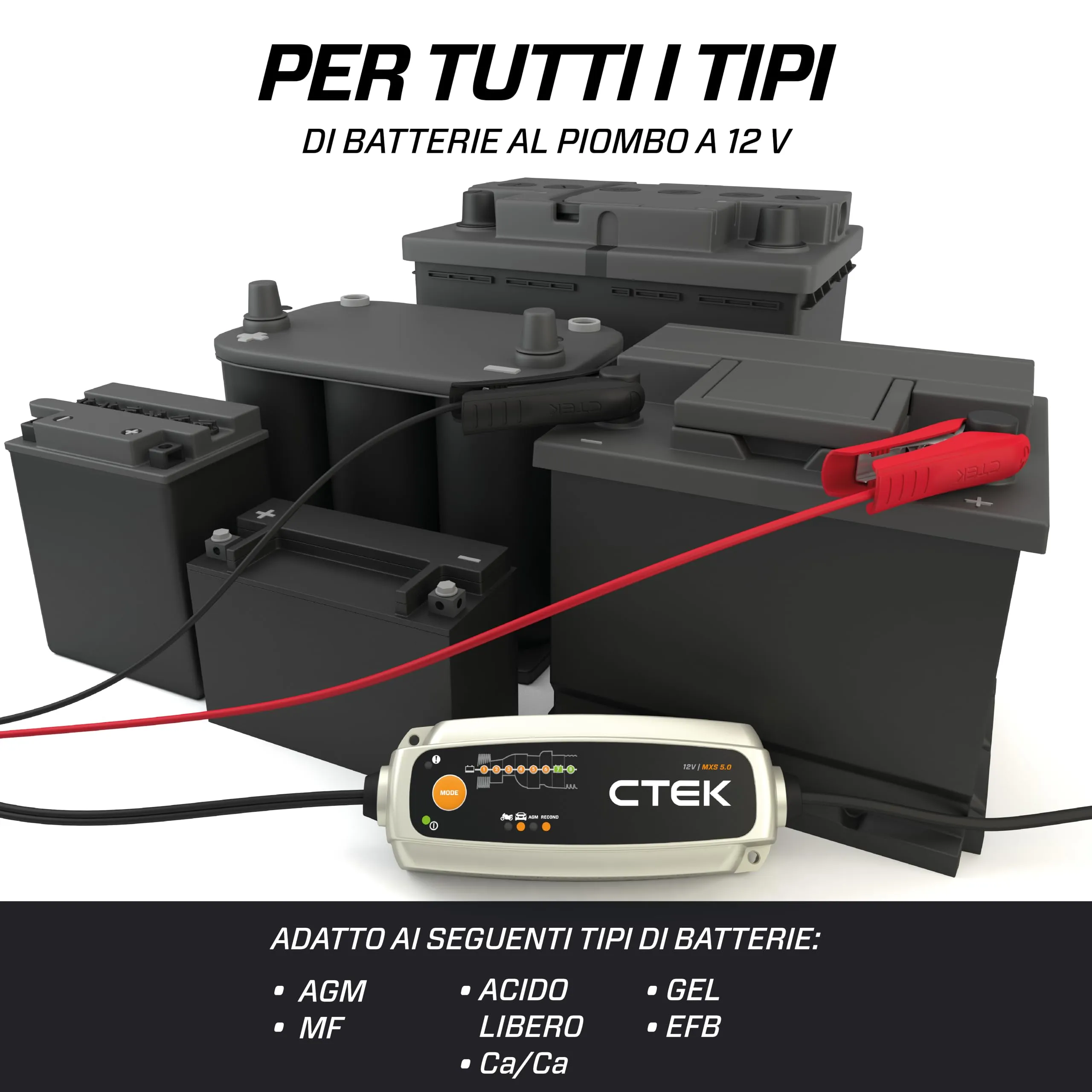 CTEK MXS 5.0 Caricabatterie 12V 5A per Auto e Moto - immagine 4
