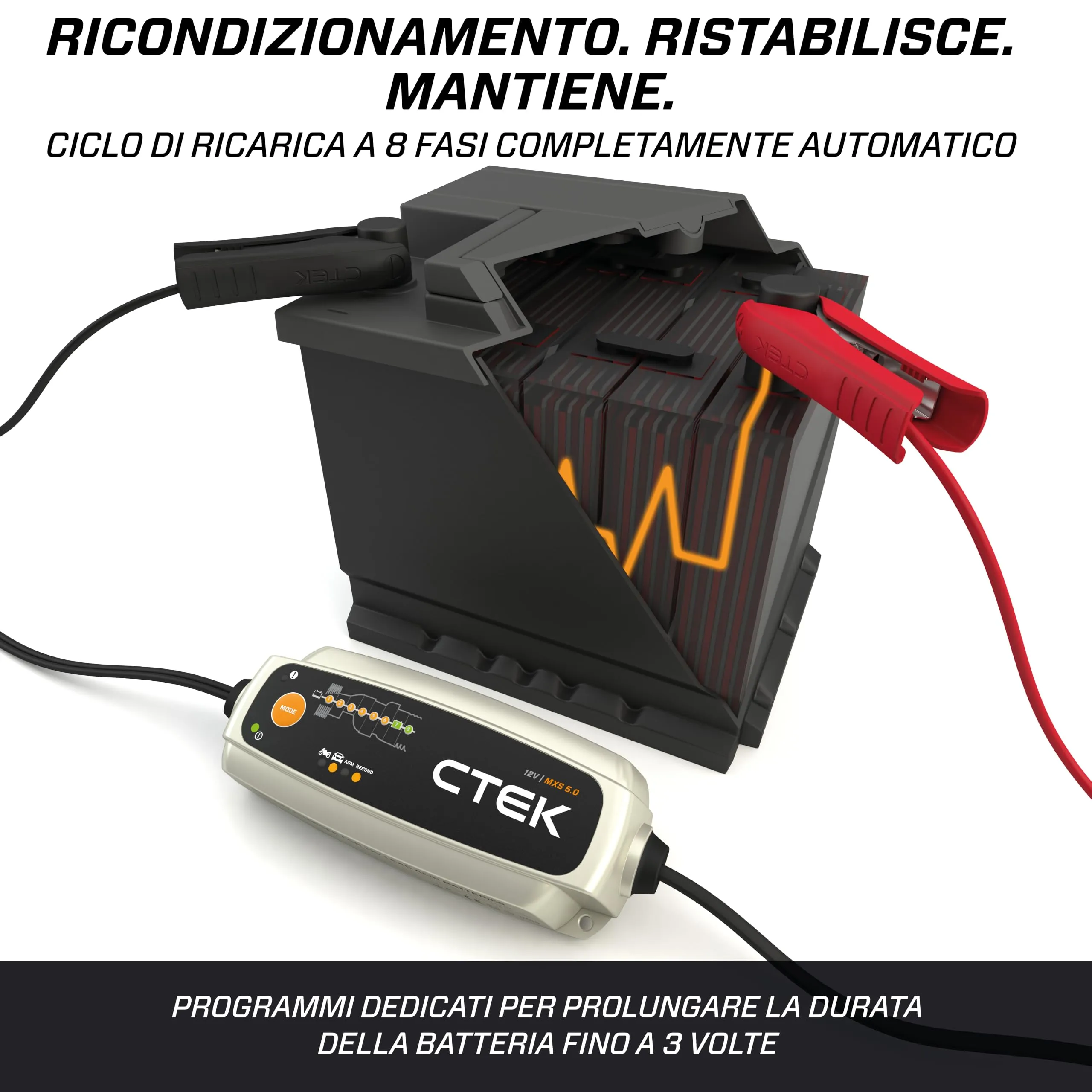 CTEK MXS 5.0 Caricabatterie 12V 5A per Auto e Moto - immagine 5