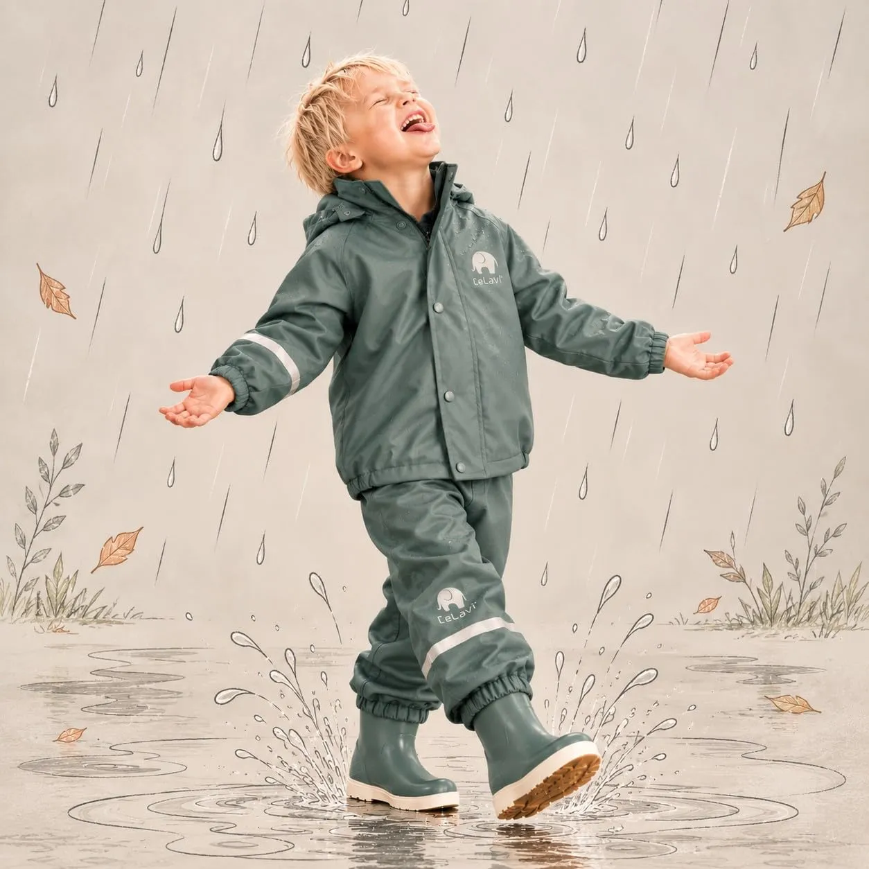 Celavi Zweiteiliger Regenanzug, Green, 110 cm - immagine 2