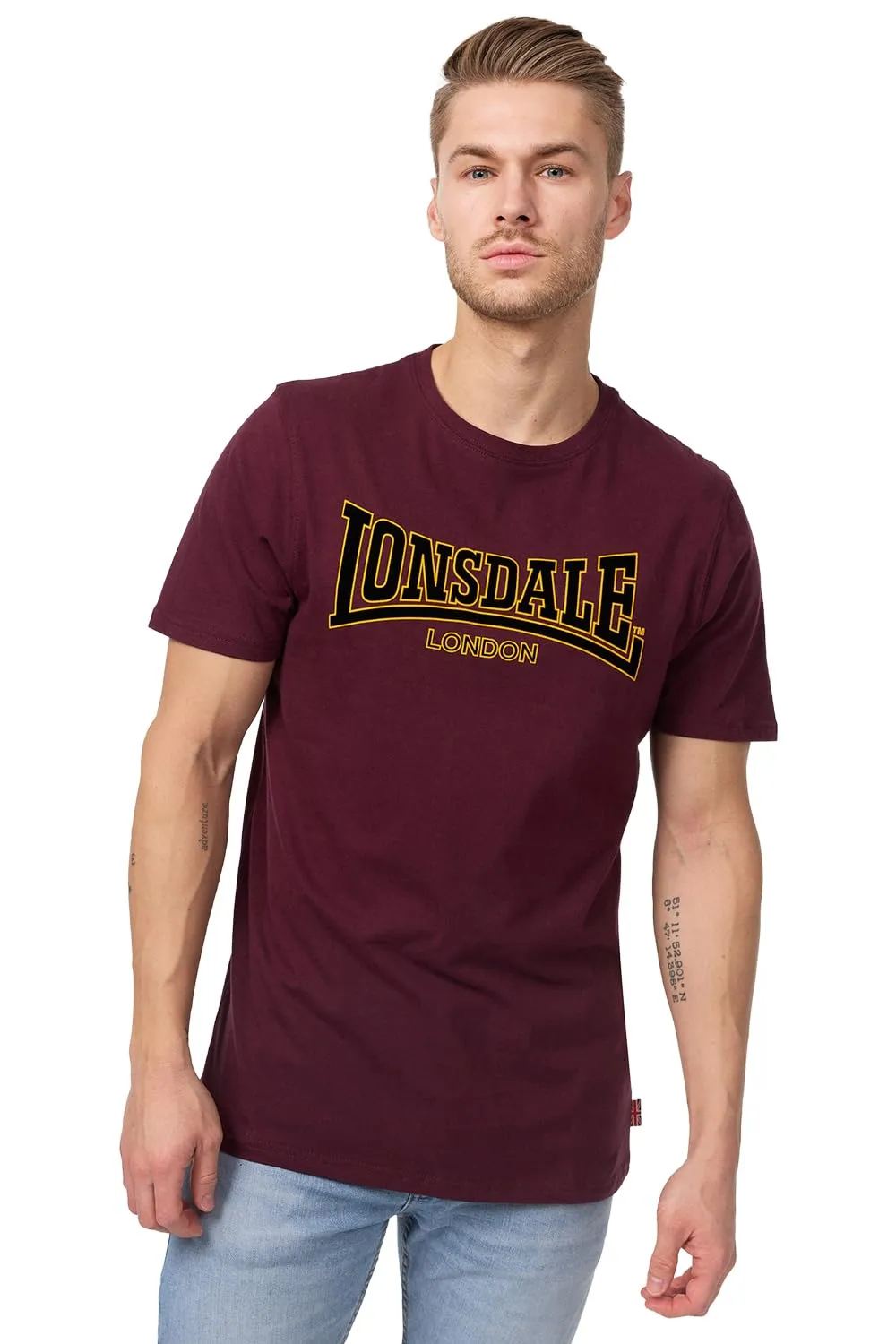 Lonsdale Classic Slim Fit Long Sleeve T-Shirt, Rosso (Ochsenblut), Large - immagine 1