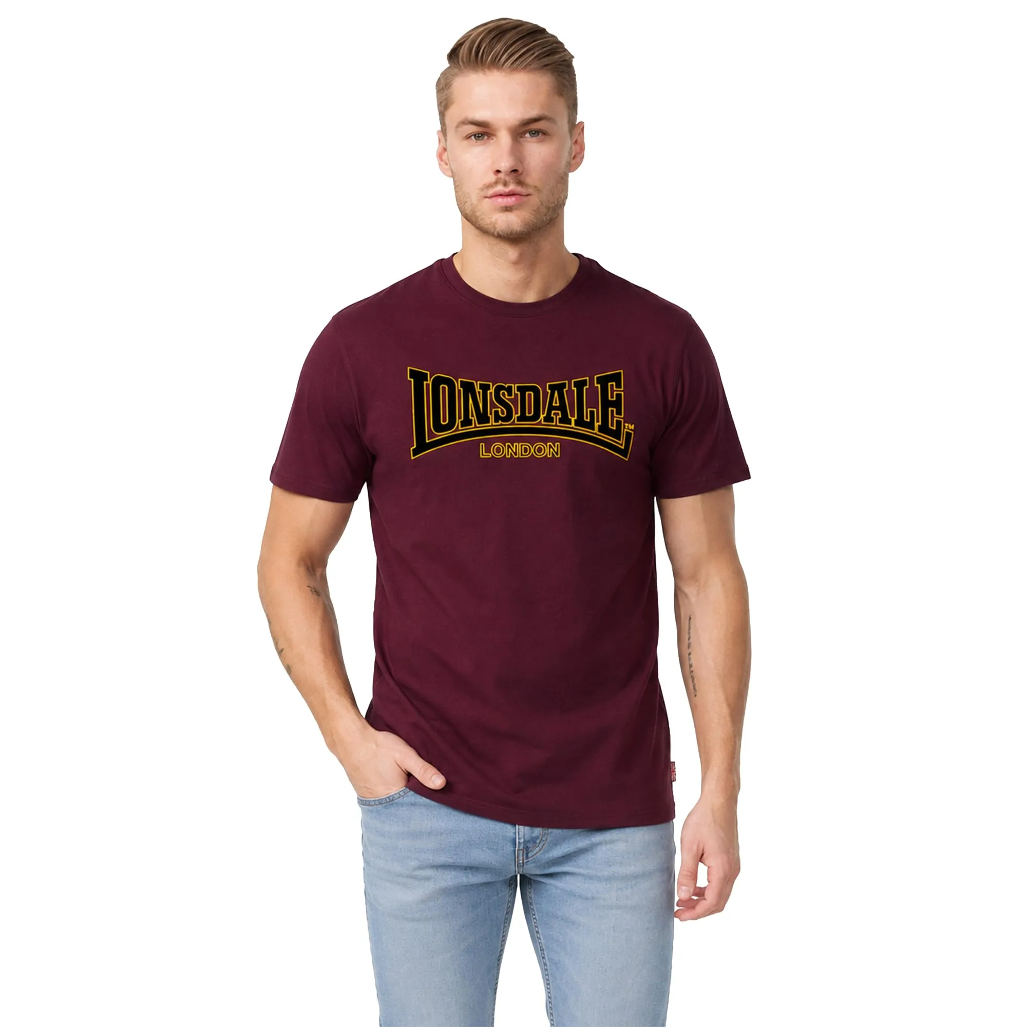 Lonsdale Classic Slim Fit Long Sleeve T-Shirt, Rosso (Ochsenblut), Large - immagine 4