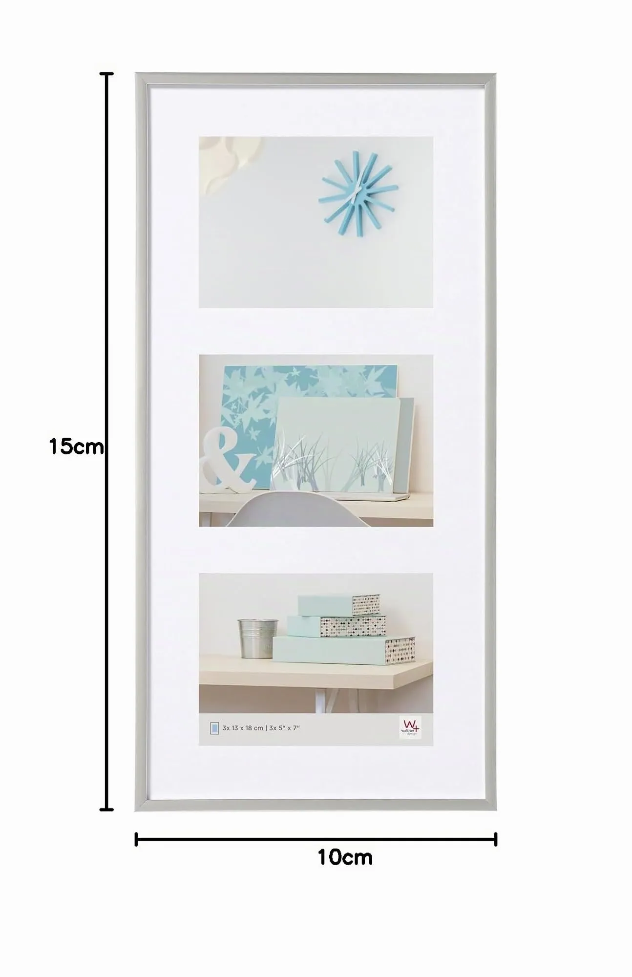 Walther Design New Lifestyle Cornice Acciaio 5x 10x15 cm Galleria con Passe-partout KV515D - immagine 11