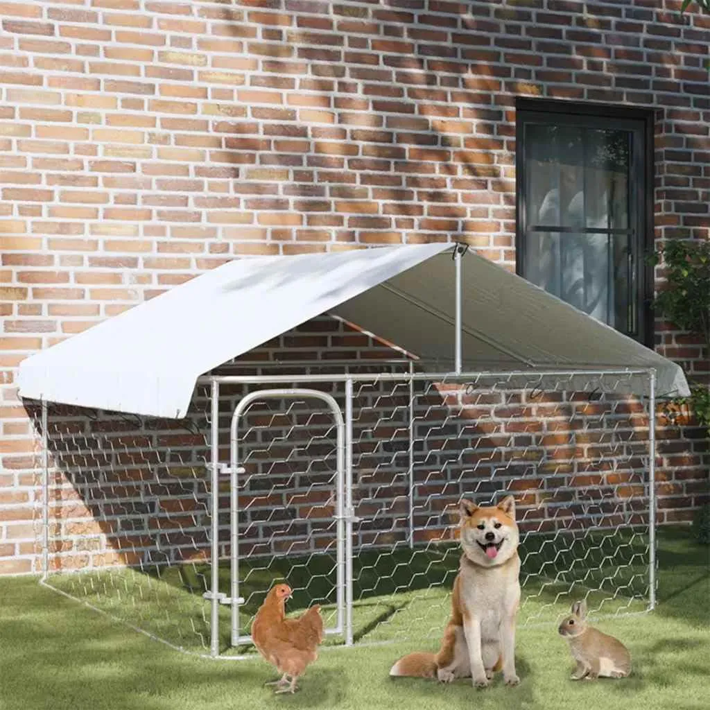 vidaXL Gabbia per Cani da Esterno con Tetto 200x200x150 cm - immagine 2