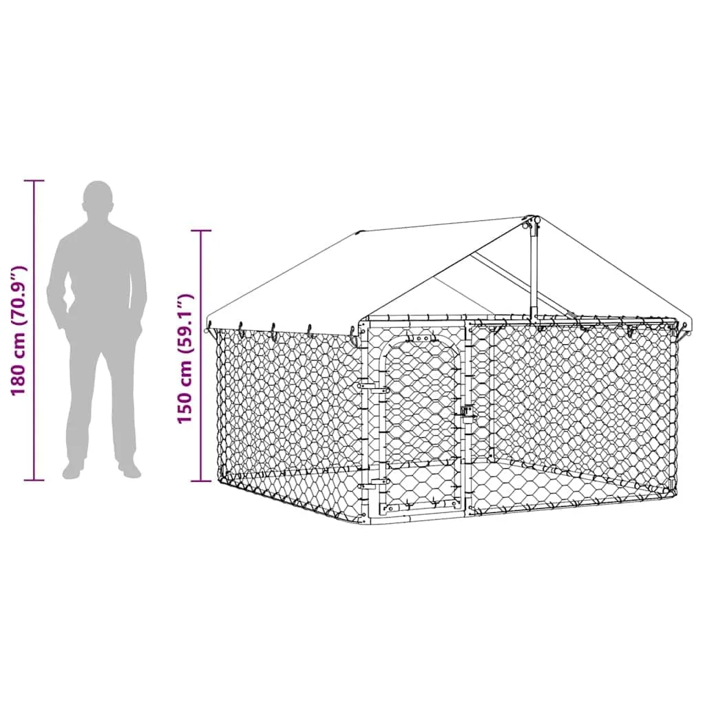 vidaXL Gabbia per Cani da Esterno con Tetto 200x200x150 cm - immagine 4
