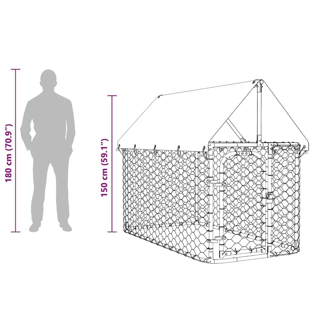 vidaXL Gabbia per Cani da Esterno con Tetto 200x100x150 cm - immagine 4