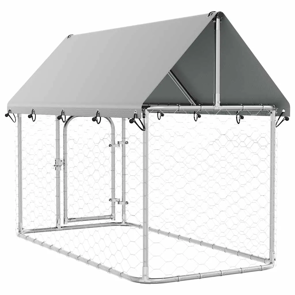 vidaXL Gabbia per Cani da Esterno con Tetto 200x100x150 cm - immagine 8