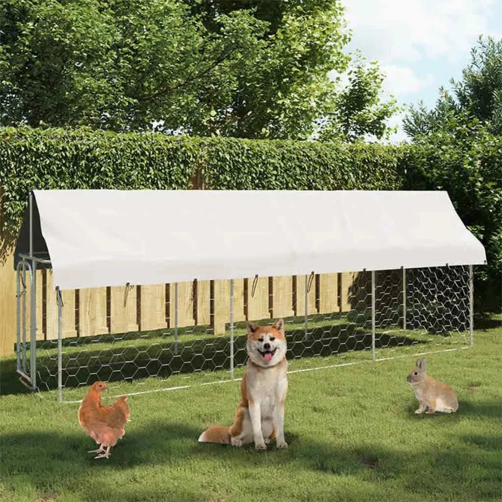vidaXL Gabbia per Cani da Esterno con Tetto 400x100x150 cm - immagine 2